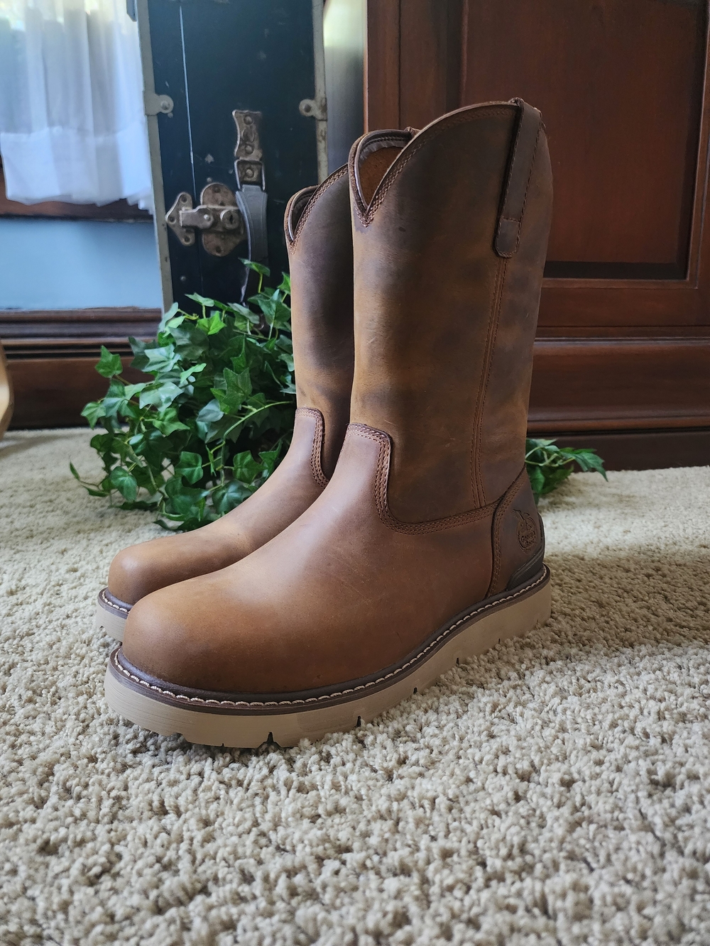 Georgia Boot Men's Brown Leather Pull-On Work Boots